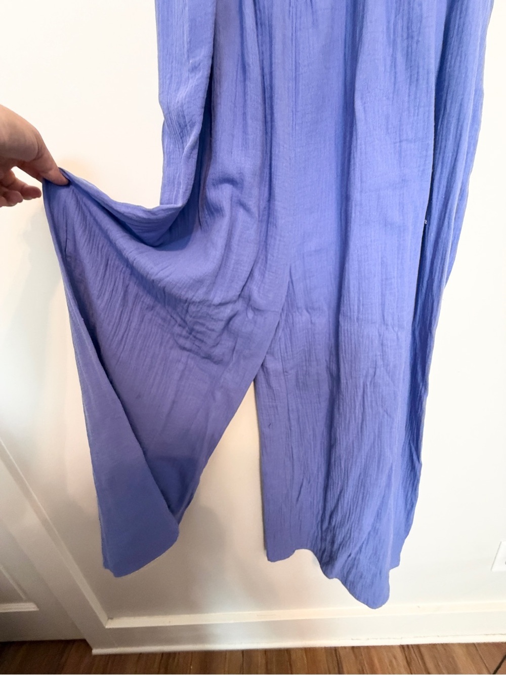 Lightweight Periwinkle Blue Cotton Gauze Jumpsuit - Picture 2 of 9